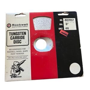 Rockwell Tungsten Carbide 6”  Diameter 46 Grit Disc No. 823917 NOS